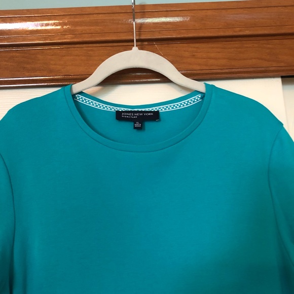 Jones New York Signature Turquoise Crew Neck T - Picture 3 of 5